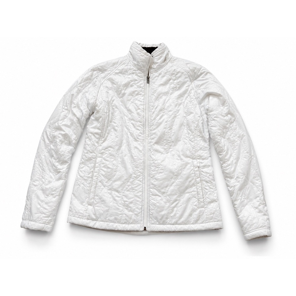 White Sierra Womens Quilted Puffer Jacket White Fleece Lined Size M Full Zip